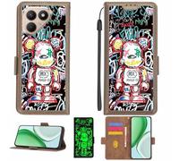 Aroepurt Case Compatible for Tecno Pova 7 Neo Lj6 Phone Case Flip Cover [with Tempered Glass Screen Protector][RFID Blocking][Luminous Effect] LPT-MXX