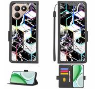 Aroepurt Case Compatible for Tecno Pova 7 Neo Lj6 Phone Case Flip Cover [with Tempered Glass Screen Protector][RFID Blocking][Colorful Reflect Light] LPT-HS