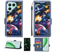 Aroepurt Case Compatible for Tecno Pova 7 Ultra 5G Lj9 Phone Case Flip Cover [with Tempered Glass Screen Protector][RFID Blocking][Luminous Effect] LPT-XQ