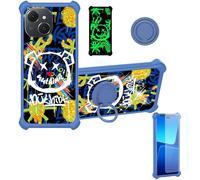 Aroepurt Case Compatible for Tecno Spark 40C Km4K Phone Case Cover [with 1* Tempered Glass Screen Protector][Hard PC + Soft Silicone][Ring Support] [Gold Glitter+Luminous] JSL-TYX