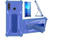 Aroepurt Case Compatible for Teracube Thrive Phone Case Cover [with Tempered Glass Screen Protector] Hybrid Case [Folding Support Magnetic] [Frosted anti-fingerprint] Blue