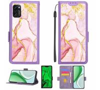 Aroepurt Case Compatible for Ulefone Note 12 Phone Case Flip Cover [with Tempered Glass Screen Protector][RFID Blocking][Gold Glitter+Luminous] LPT-FDL