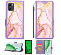Aroepurt Case Compatible for UMIDIGI C1 Phone Case Flip Cover [with Tempered Glass Screen Protector][RFID Blocking][Gold Glitter+Luminous] LPT-FDL