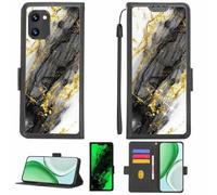 Aroepurt Case Compatible for UMIDIGI C1 Phone Case Flip Cover [with Tempered Glass Screen Protector][RFID Blocking][Gold Glitter+Luminous] LPT-HDL