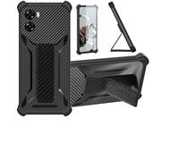Aroepurt Case Compatible for UMIDIGI G3 MAX MECHA / G3 PLUS Phone Case Cover [with Tempered Glass Screen Protector] Hybrid Case [Folding Support Magnetic] [Frosted anti-fingerprint] Black