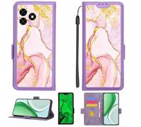 Aroepurt Case Compatible for Umidigi G5 Mecha Phone Case Flip Cover [with Tempered Glass Screen Protector][RFID Blocking][Gold Glitter+Luminous] LPT-FDL