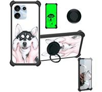 Aroepurt Case Compatible for Umidigi G9 5g Phone Case Cover [with Tempered Glass Screen Protector][Hard PC + Soft Silicone][Ring Support] [Luminous Effect] YGH-HSQ