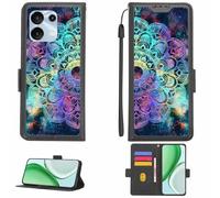 Aroepurt Case Compatible for Umidigi G9 5g Phone Case Flip Cover [with Tempered Glass Screen Protector][RFID Blocking][Colorful Reflect Light] LPT-HTT