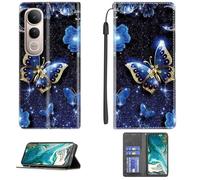Aroepurt Case Compatible for Vivo V50 Lite Phone Case Cover [with Tempered Glass Screen Protector] PU Leather Kickstand Magnetic Wallet Case CPT16