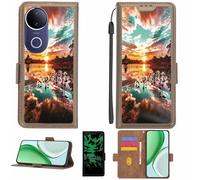 Aroepurt Case Compatible for Vivo V50E Phone Case Flip Cover [with Tempered Glass Screen Protector][RFID Blocking][Luminous Effect] LPT-FJ