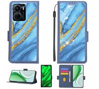 Aroepurt Case Compatible for Vivo Y16 Phone Case Flip Cover [with Tempered Glass Screen Protector][RFID Blocking][Gold Glitter+Luminous] LPT-LDL