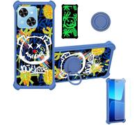 Aroepurt Case Compatible for Xgody Mate 70 Phone Case Cover [with Tempered Glass Screen Protector][Hard PC + Soft Silicone][Ring Support] [Gold Glitter+Luminous] JSL-TYX