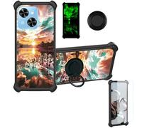 Aroepurt Case Compatible for Xgody Mate 70 Phone Case Cover [with Tempered Glass Screen Protector][Hard PC + Soft Silicone][Ring Support] [Luminous Effect] YGH-FJ