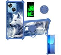 Aroepurt Case Compatible for Xgody Mate 70 Phone Case Cover [with Tempered Glass Screen Protector][Hard PC + Soft Silicone][Ring Support] [Luminous Effect] YGL-LAN