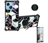 Aroepurt Case Compatible for Xgody Mate 70 Phone Case Cover [with Tempered Glass Screen Protector][Hard PC + Soft Silicone][Ring Support] [Colorful Reflect Light] IMDH-HS