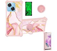 Aroepurt Case Compatible for Xgody Mate 70 Phone Case Cover [with Tempered Glass Screen Protector][Hard PC + Soft Silicone][Ring Support] [Gold Glitter+Luminous] JSF-FDL