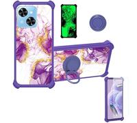 Aroepurt Case Compatible for Xgody Mate 70 Phone Case Cover [with Tempered Glass Screen Protector][Hard PC + Soft Silicone][Ring Support] [Gold Glitter+Luminous] JSZ-ZDL