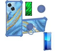 Aroepurt Case Compatible for Xgody Mate 70 Phone Case Cover [with Tempered Glass Screen Protector][Hard PC + Soft Silicone][Ring Support] [Gold Glitter+Luminous] JSL-LDL