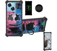 Aroepurt Case Compatible for Xgody Mate 70 Phone Case Cover [with Tempered Glass Screen Protector][Hard PC + Soft Silicone][Ring Support] [Luminous Effect] YGH-BQ