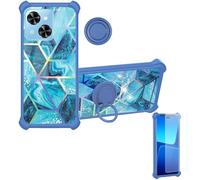 Aroepurt Case Compatible for Xgody Mate 70 Phone Case Cover [with Tempered Glass Screen Protector][Hard PC + Soft Silicone][Ring Support] [Colorful Reflect Light] IMDL-LS