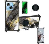 Aroepurt Case Compatible for Xgody Mate 70 Phone Case Cover [with Tempered Glass Screen Protector][Hard PC + Soft Silicone][Ring Support] [Gold Glitter+Luminous] JSH-HDL
