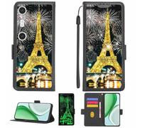 Aroepurt Case Compatible for XREAL Beam Pro Phone Case Flip Cover [with Tempered Glass Screen Protector][RFID Blocking][Gold Glitter+Luminous] LPT-TT