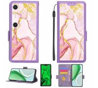 Aroepurt Case Compatible for XREAL Beam Pro Phone Case Flip Cover [with Tempered Glass Screen Protector][RFID Blocking][Gold Glitter+Luminous] LPT-FDL