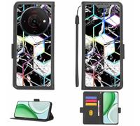 Aroepurt Case Compatible for Zte Blade A76 5G Phone Case Flip Cover [with Tempered Glass Screen Protector][RFID Blocking][Colorful Reflect Light] LPT-HS