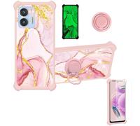 Aroepurt Case Compatible with OUKITEL C36 Phone Case Cover [with Tempered Glass Screen Protector][Ring Support][Gold Glitter+Luminous] JSF-FDL