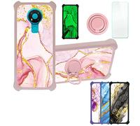 Aroepurt Case for Nokia 3.4 Case Compatible with Nokia 3.4 Phone Case Cover [with Tempered Glass Screen Protector][PC + TPU 2 in 1] [Gold Glitter+Luminous] JSF-FDL