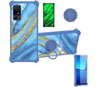 Aroepurt TCL 40 NXTPAPER 5G Case Compatible with TCL 40 NXTPAPER 5G Phone Case Cover [with Tempered Glass Screen Protector][Ring Support][Gold Glitter+Luminous] JSL-LDL