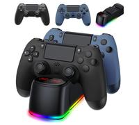 AROEVEIB 2 Pack Controller with Charger Dock for PS4 Wireless Game Controller, with LED Charging Dock Station, 2 USB Cable