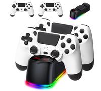 AROEVEIB 2 Pack Controller with Charger Dock for PS4 Wireless Game Controller, with LED Charging Dock Station, 2 USB Cable