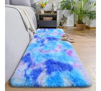 AROGAN 2x6 Feet Soft Runner Rugs for Bedroom Plush Fluffy Rug, Shag Furry Area Rug Carpet Non Shedding for Nursery Children Kids Girls Room Home Hallways Decorative, Blue and Purple