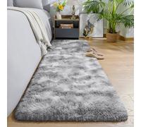 AROGAN 2x6 Feet Soft Runner Rugs for Bedroom Plush Fluffy Rug, Shag Furry Area Rug Carpet Non Shedding for Nursery Children Kids Girls Room Home Hallways Decorative, Grey and White