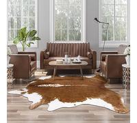 AROGAN Faux Cow Print Rug Large (4ft x 3ft) - Cow Print Area Rug with No-Slip Backing, Large Animal Skin Rugs for Living Room, Offfice, Room Decor, Brown