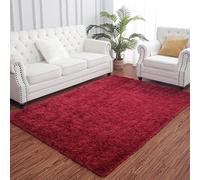AROGAN Fluffy Rugs for Bedroom Living Room, Shag Area Rugs for Nursery Kids Girls Room, Plush Fur Rug for Playroom Dorm 3x5 Feet, Wine Red
