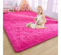 AROGAN Luxury Soft Shaggy Rugs Carpets, 4x6 Feet Bedroom Indoor Plush Area Rugs for Living Room, Fluffy Rug for Kids Girls Playroom Dorm, Shag Plush Rug for Teen Nursery, Hot Pink