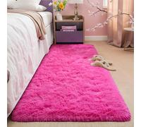 AROGAN Shag 2x6 Runner Rug for Bedroom, Washable Rugs Runners with Memory Foam for Hallways, Entryway Indoor Fluffy Throw Rug for Beside Living Room Kids Girls Nursery Dorm, Hot Pink