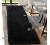 AROGAN Shag 2x6 Runner Rug for Bedroom, Washable Rugs Runners with Memory Foam for Hallways, Entryway Indoor Fluffy Throw Rug for Beside Living Room Kids Girls Nursery Dorm, Black