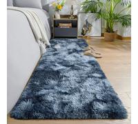 AROGAN Shag Carpets 2x8 Rug for Hallway, Washable Rugs Runners with Memory Foam for Bedroom, Entryway Indoor Fluffy Throw Rug for Beside Kids Girls Nursery Dorm, Blue and Grey