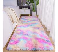 AROGAN Soft Rainbow Area Rugs for Girls Room 2x6 Feet, Fluffy Girls Bedroom Rugs, Princess Rug, Cute Colorful Carpet for Kids Teens Nursery Toddler, Pink