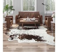AROGAN Western Decor Faux Fur Cowhide Rug, 5.2 x 6.2 Feet Premium Animal Skin Cow Hide Rug, Sturdy Cow Print Rugs for Wall Decor, Western Floor Carpet for Bedroom Living Room，Speckle Pattern