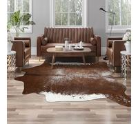 AROGAN Western Decor Faux Fur Cowhide Rug, Middle Size Premium Animal Skin Cow Hide Rug, Sturdy Cow Print Rugs for Wall Decor, Western Floor Carpet for Bedroom Living Room, Brown