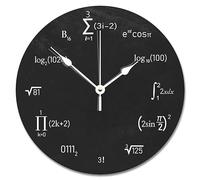 ArogGeld Math Equations and Notations Wall Clock Silent Round Wooden Wall Clock Battery Multicolor One Size