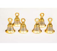 Aroha Gold Plated Pooja Mandir Bell (1.5 inch, Silver & Gold) (6 pcs with J Hooks)