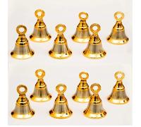 Aroha Metal Gold Plated Pooja Mandir Bell (1.5 Inch, Silver&Gold) (12 Bells With J Hooks)