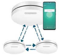 Aroha Smart Connect & Link Interlinked Smart Smoke Alarm with WiFi - 10 Years Battery - Fire Alarm with Tuya & Smartlife - Smoke Detector - Multipack 3 set