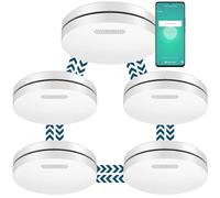 Aroha Smart Connect & Link Interlinked Smart Smoke Alarm with WiFi - 10 Years Battery - Fire Alarm with Tuya & Smartlife - Smoke Detector - Multipack 5 set