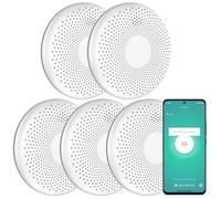 Aroha Smart Connect Smart WiFi Smoke & CO Detector - 10-Year Battery - Tuya & Smart Life App - 5-Pack